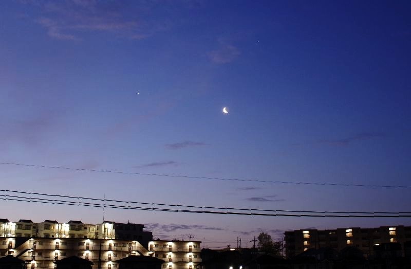 4月7日、朝と夕の天体観望